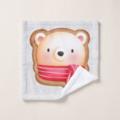 Cute Beer Face Red Scarf & Rosy Cheeks Pattern Bad Handdoek (Wasdoekje)
