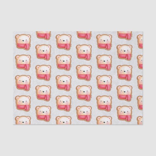 Cute Beer Face Red Scarf & Rosy Cheeks Pattern Tissuepapier (Voorkant)