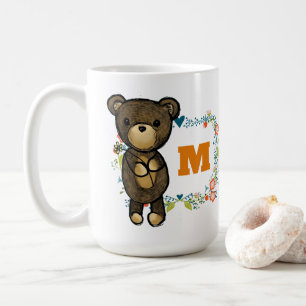 Cute Beer, Gele Bloem en Breedmonogram Koffiemok