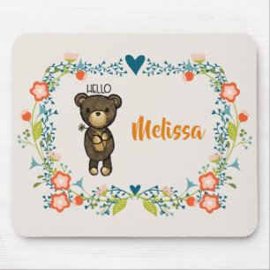 Cute Beer, gele bloem en zwavel Muismat