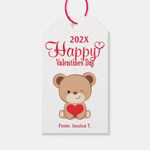 Cute Beer Happy Valentijn Gift Label (wit) Cadeaulabel