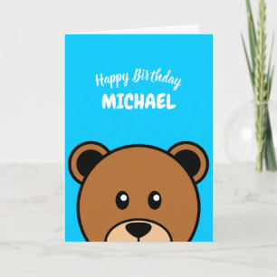 Cute Beer Head Eenvoudige Cartoon op blauw Kaart