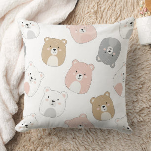 Cute Beer met Hart -- Pastelkleurige Kinderkamer ( Kussen
