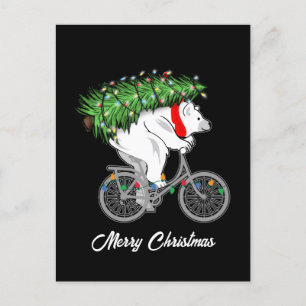 Cute Beer met kerstboomcadeaus voor fietsers Briefkaart