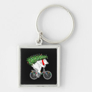 Cute Beer met kerstboomcadeaus voor fietsers Sleutelhanger