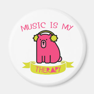 Cute Beer Music is Mijn Therapy Slogan Fridge Magneet