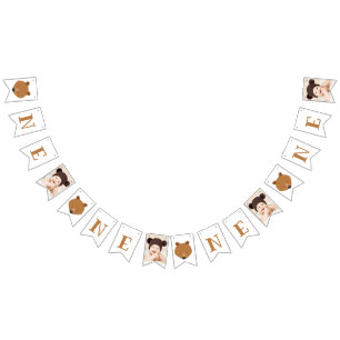 Cute Beer One Photo First Birthday Vlaggetjes