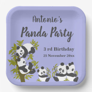 Cute Beer Pandas Party Boy Birthday Gift Papieren Bordje