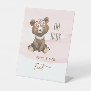 Cute Beer Roze Oh Baby Food Pedestal Sign Reclamebord Met Voetstuk