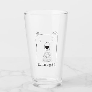 Cute Beer Simple Line Illustration Custom Name Glas