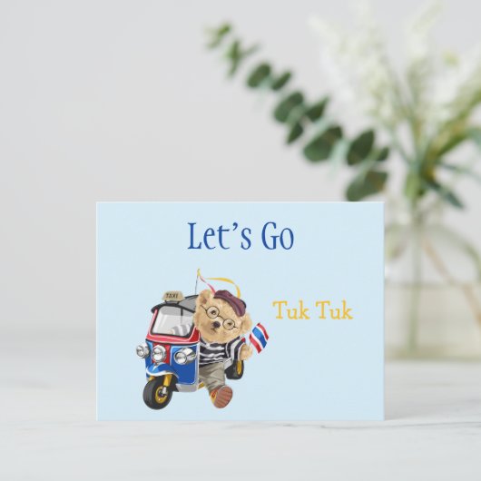 Cute Beer Tuk Thailand Custom Briefkaart (Staand voorkant)