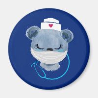 Cute Beer verpleegster die een medisch masker draa