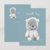 Cute Beer Waterverf Blue Baby shower Hartelijk dan Bedankkaart (Voorkant / Achterkant)