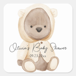 Cute Beer Waterverf Gepersonaliseerd Baby shower Vierkante Sticker