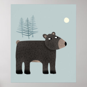 Cute Beer Woodland Poster