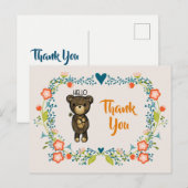 Cute Beer, Yellow Flower & Floral Wreater Bedankt Briefkaart (Voorkant / Achterkant)