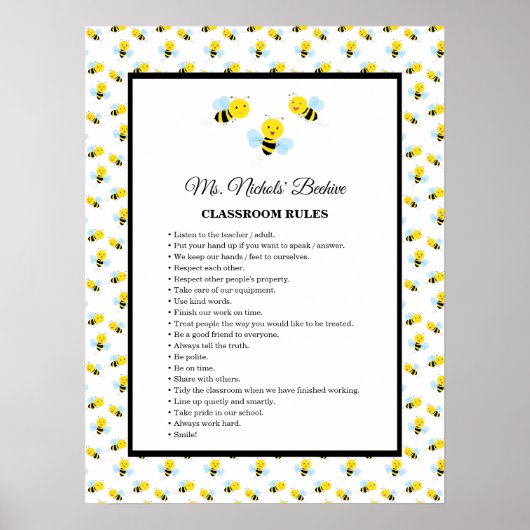 Cute bees Classroom Poster (Voorkant)