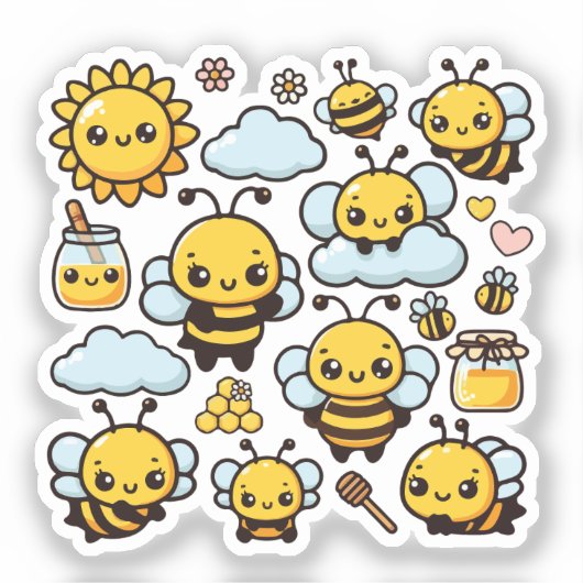 Cute bees  sticker (Voorkant)
