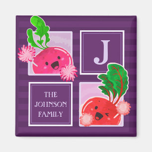 Cute Beet Radish   Monogram Magneet