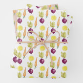 Cute Beets Lemon en Carrots Waterverf Pattern Inpakpapier Vel (In situ)