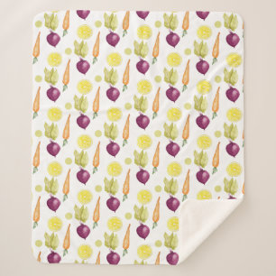 Cute Beets Lemon en Carrots Waterverf Pattern Sherpa Deken