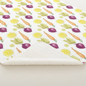Cute Beets Lemon en Carrots Waterverf Pattern Sherpa Deken (3/4)
