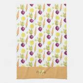 Cute Beets Lemon en Carrots Waterverf Pattern Theedoek (Verticaal)