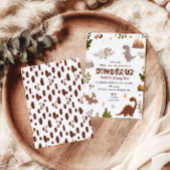 Cute Beige Aquarelle Dinosaure Invitation Annivers