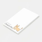 Cute beige cartoon kat naam post-it® notes (Schuin)