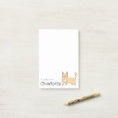 Cute beige cartoon kattennaam post-it® notes (Op bureau)