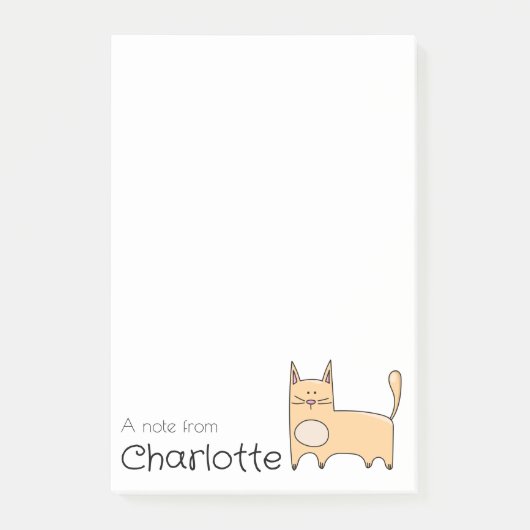 Cute beige cartoon kattennaam post-it® notes (Voorkant)
