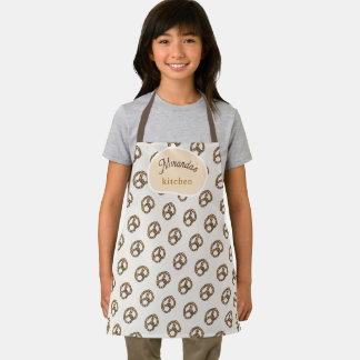 Cute Beige Met de Hand Getekend Pretzel Patroon Schort