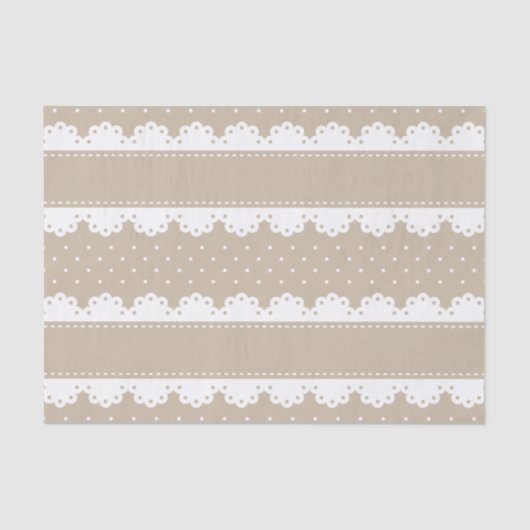 Cute beige White Polka Dot Lace Pattern Tissuepapier (Voorkant)