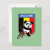 Cute Belgium Cycling Panda Briefkaart (Voorkant / Achterkant)