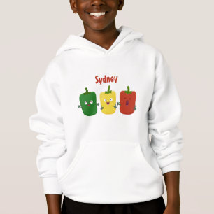 Cute bell pepper capsicum trio zingende cartoon