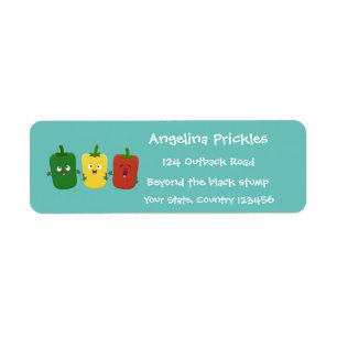 Cute bell pepper capsicum trio zingende cartoon etiket