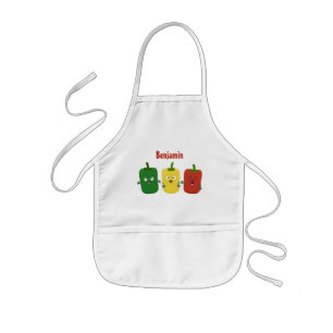 Cute bell pepper capsicum trio zingende cartoon kinder schort