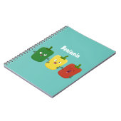 Cute bell pepper capsicum trio zingende cartoon notitieboek (Linkerzijde)