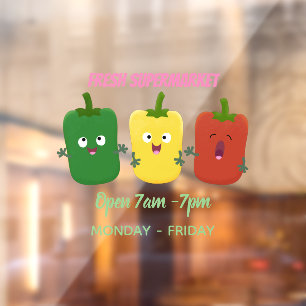 Cute bell pepper capsicum trio zingende cartoon raamsticker