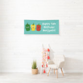 Cute bell pepper capsicum trio zingende cartoon spandoek (Insitu)