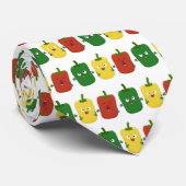Cute bell pepper capsicum trio zingende cartoon stropdas (Opgerold)