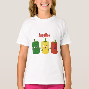 Cute bell pepper capsicum trio zingende cartoon t-shirt