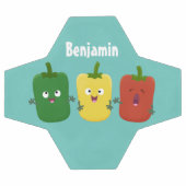 Cute bell pepper capsicum trio zingende cartoon voetbal (Enkel)