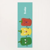 Cute bell pepper capsicum trio zingende cartoon yogamat (Achterkant)