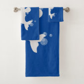 Cute beluga whale belbles cartoon afbeelding bad handdoek (Insitu)