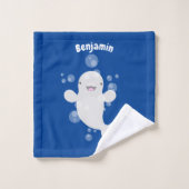 Cute beluga whale belbles cartoon afbeelding bad handdoek (Wasdoekje)