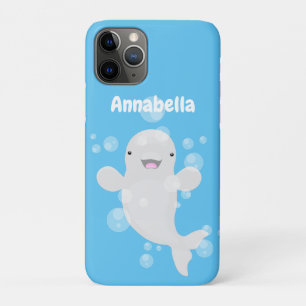 Cute beluga whale belbles cartoon afbeelding iPhone 11 pro hoesje