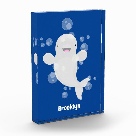 Cute beluga whale belbles cartoon afbeelding fotoblokken (Links)