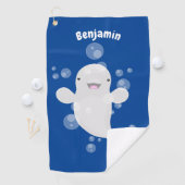 Cute beluga whale belbles cartoon afbeelding golfhanddoek (Insitu)