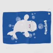 Cute beluga whale belbles cartoon afbeelding golfhanddoek (Horizontaal)